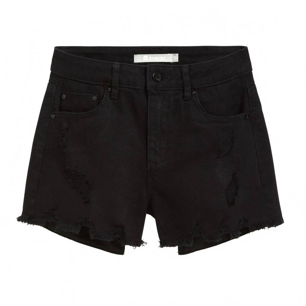NEW TRACTR girl's weekender short with distressing in black